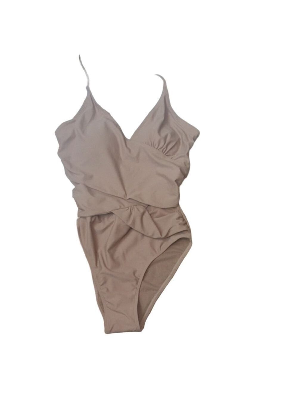 NICOLE Miller taupe one piece swimsuit size medium